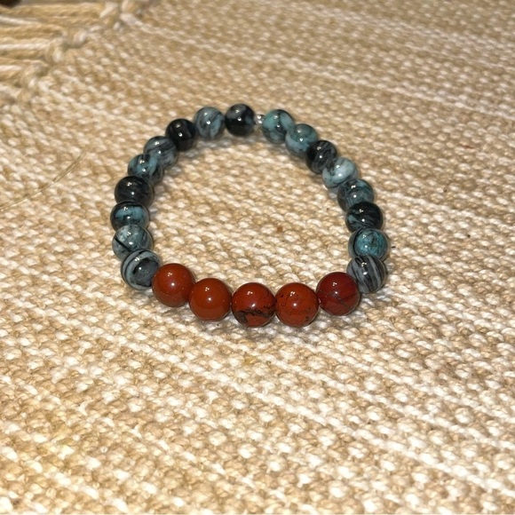 Red Jasper Zebra Jasper Handmade Healing Bracelets 7” Set of 3 Bracelets - Picture 4 of 7